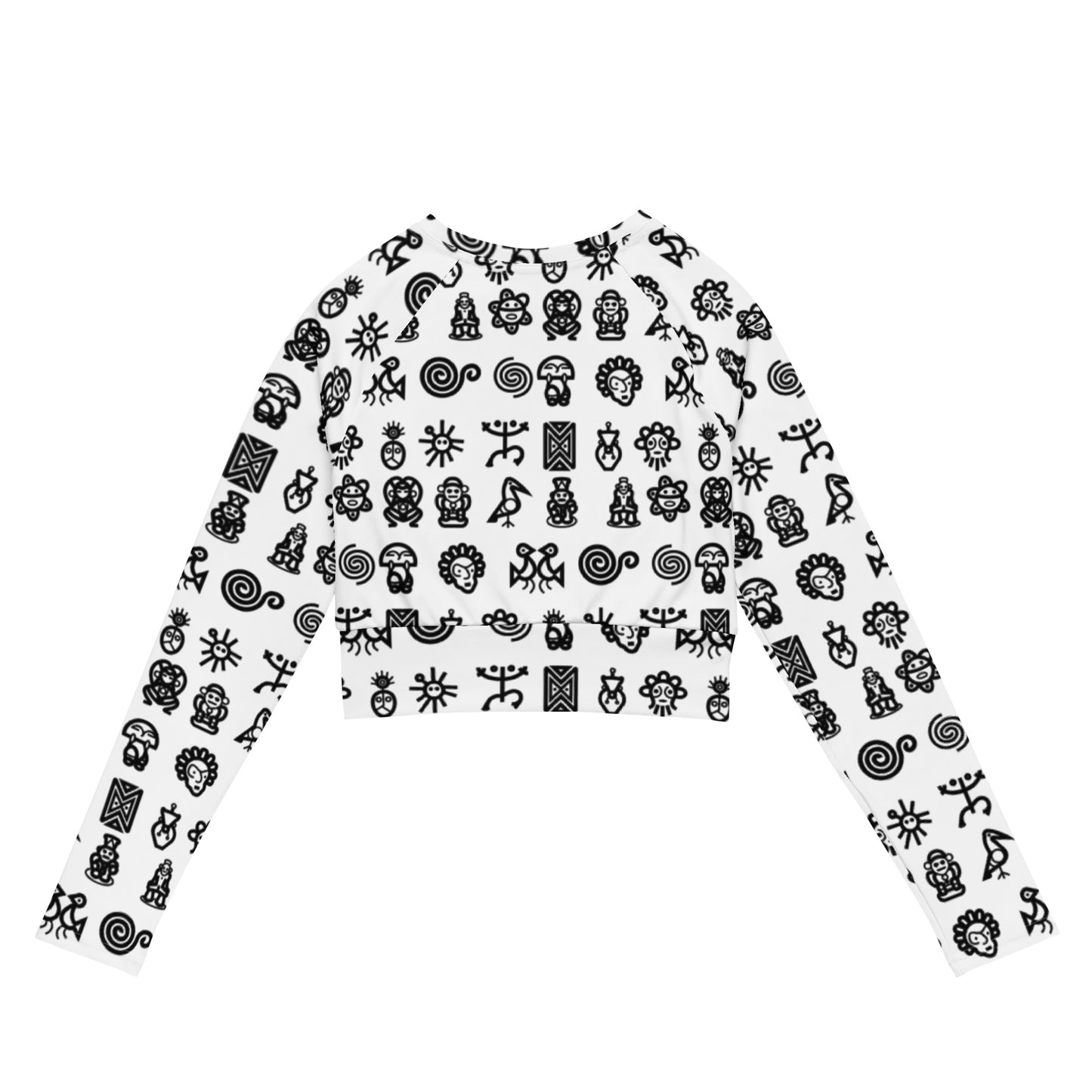 Recycled long-sleeve crop top -Taino Petroglyphs