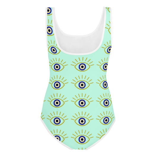 All-Over Print Youth Swimsuit- Evil Eye