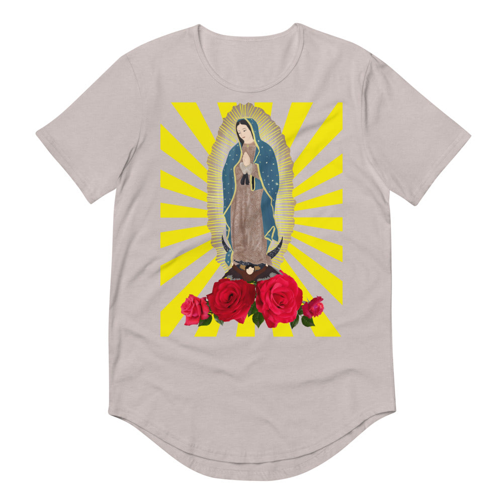 Men's Curved Hem T-Shirt- Our Lady of Guadalupe Virgin Mary