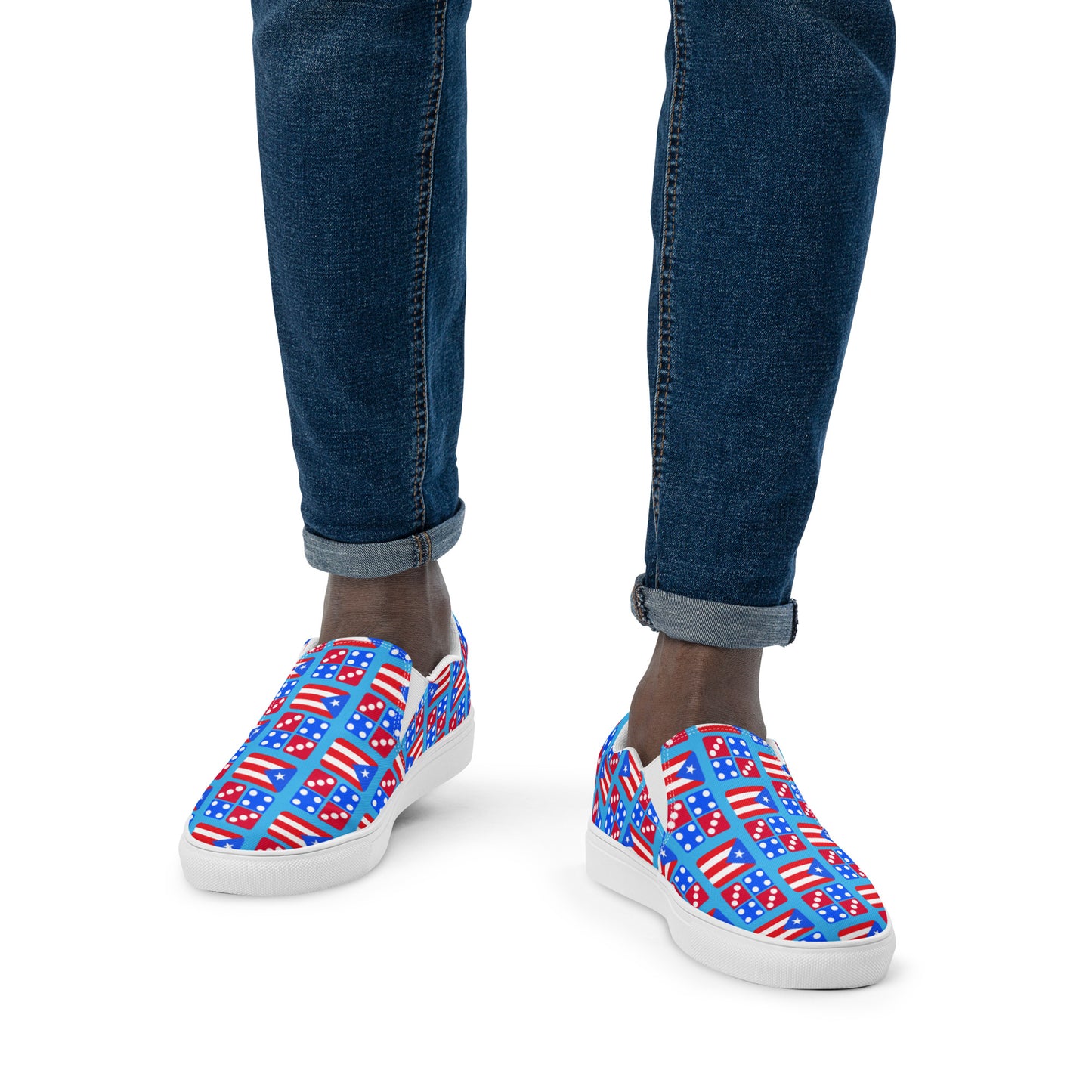 Men’s slip-on canvas shoes- PR and Domino's aka "Noel's" (Blue)