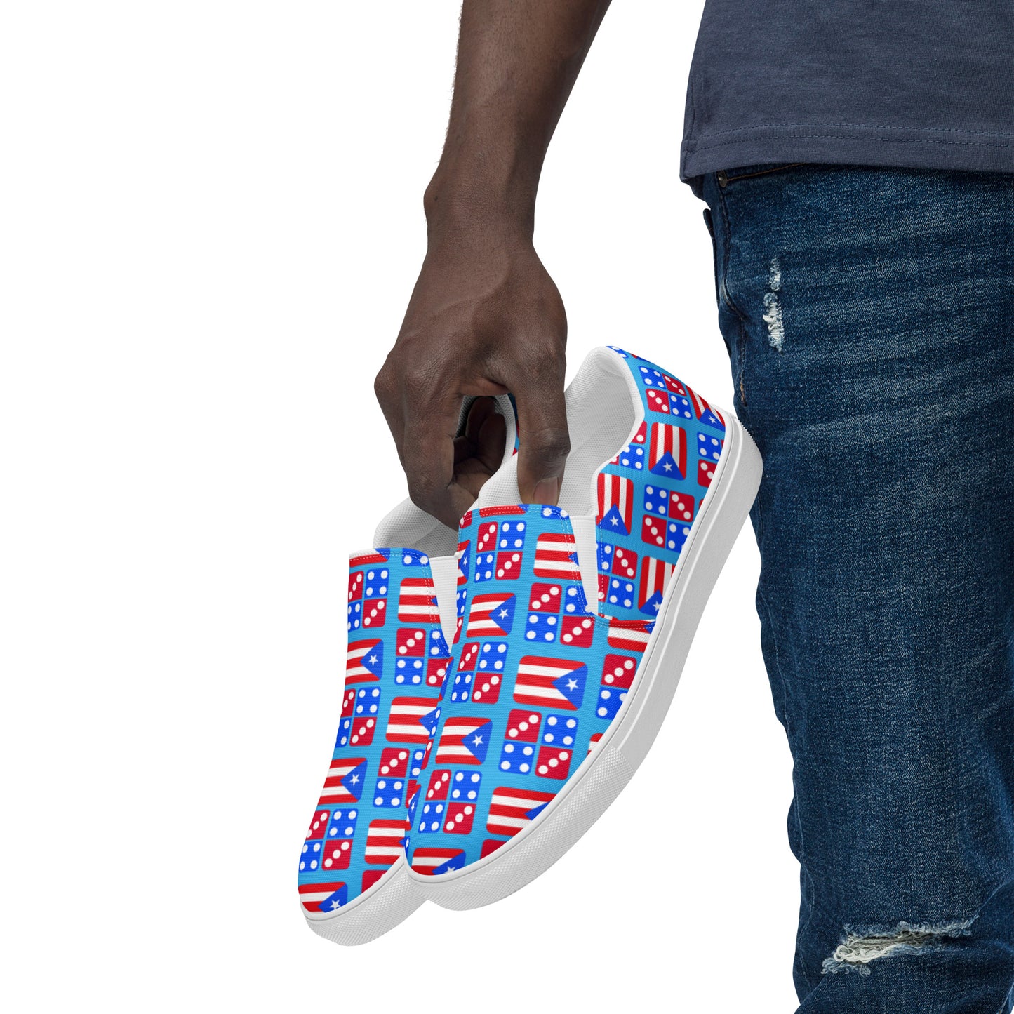 Men’s slip-on canvas shoes- PR and Domino's aka "Noel's" (Blue)