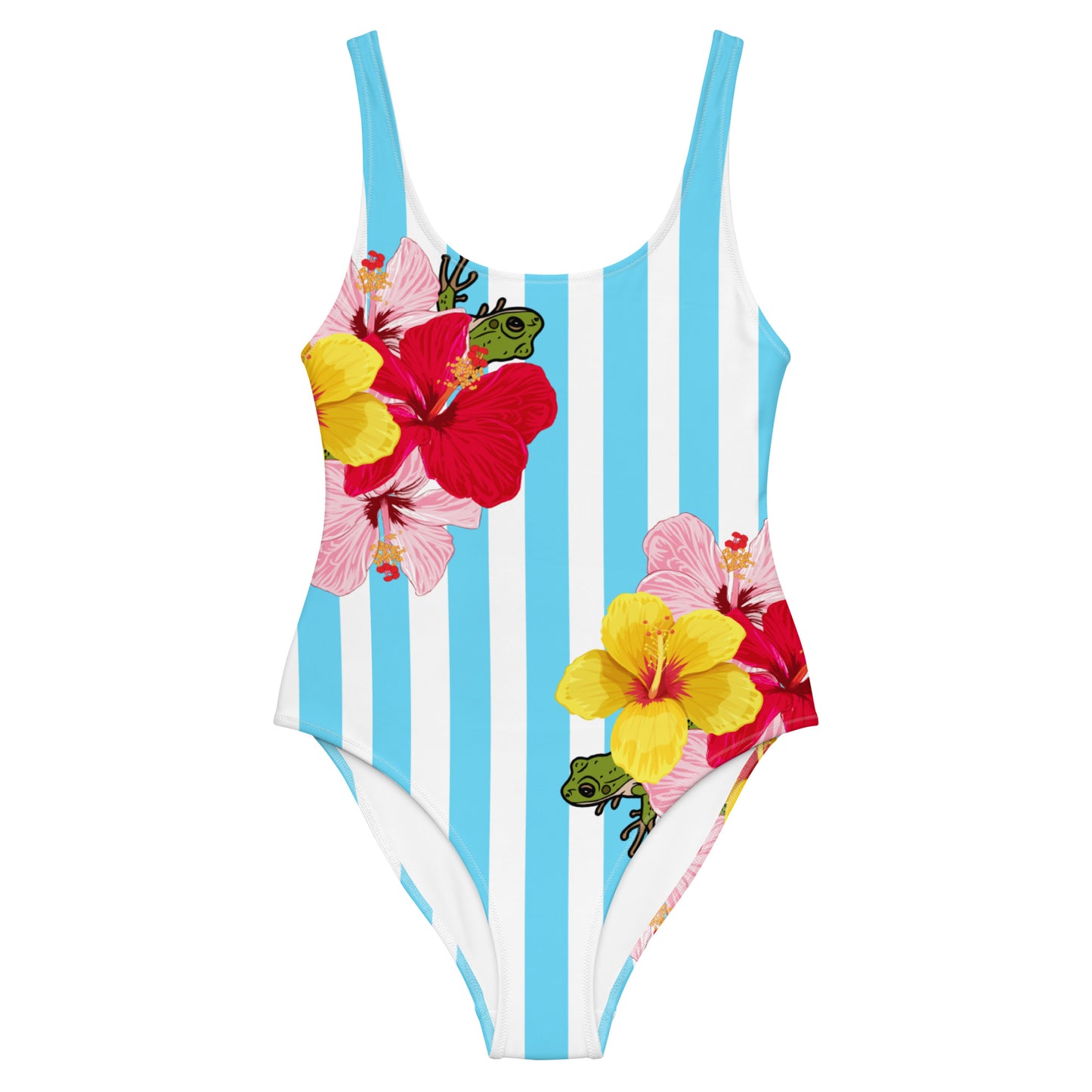 One-Piece Swimsuit- Blue Stripes con Coqui