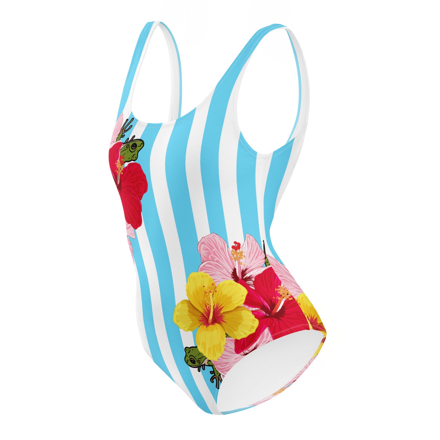 One-Piece Swimsuit- Blue Stripes con Coqui