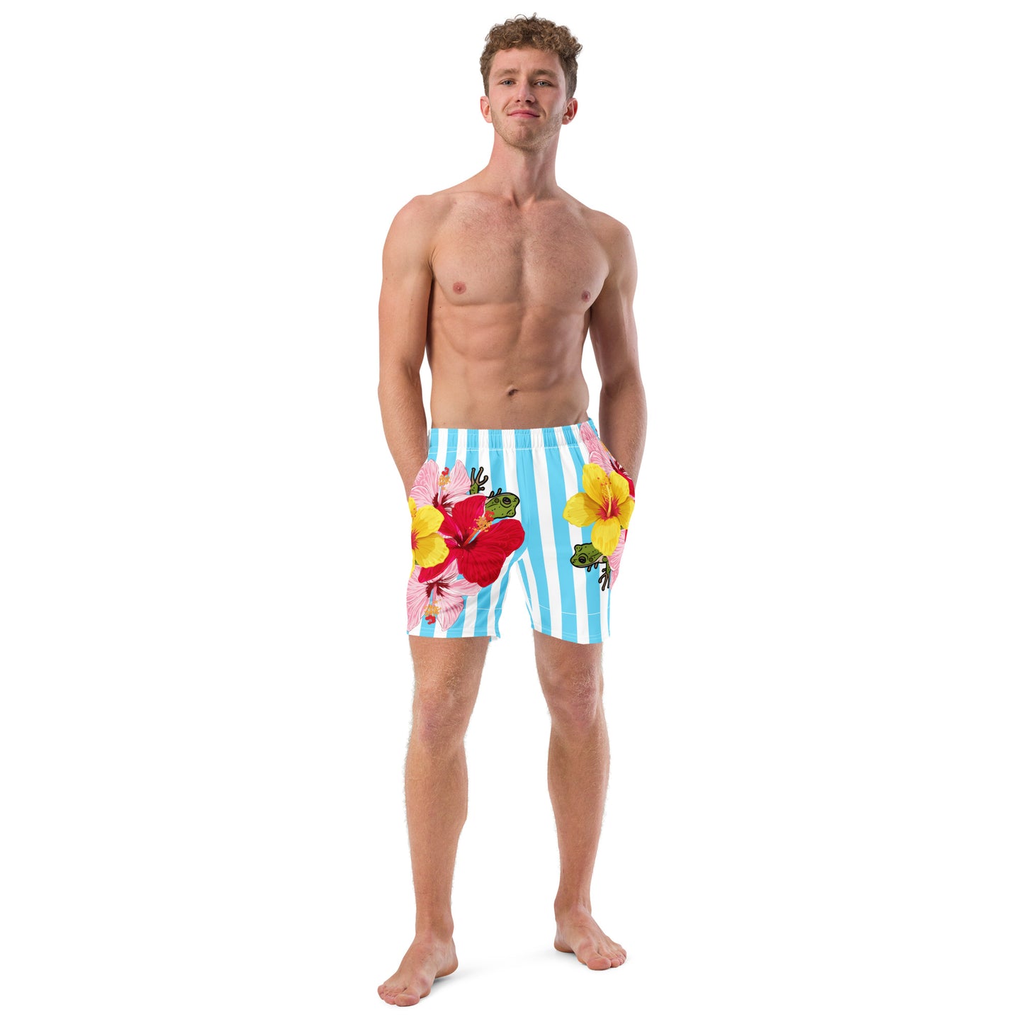 Men's swim trunks- Blue Stripes con Coqui