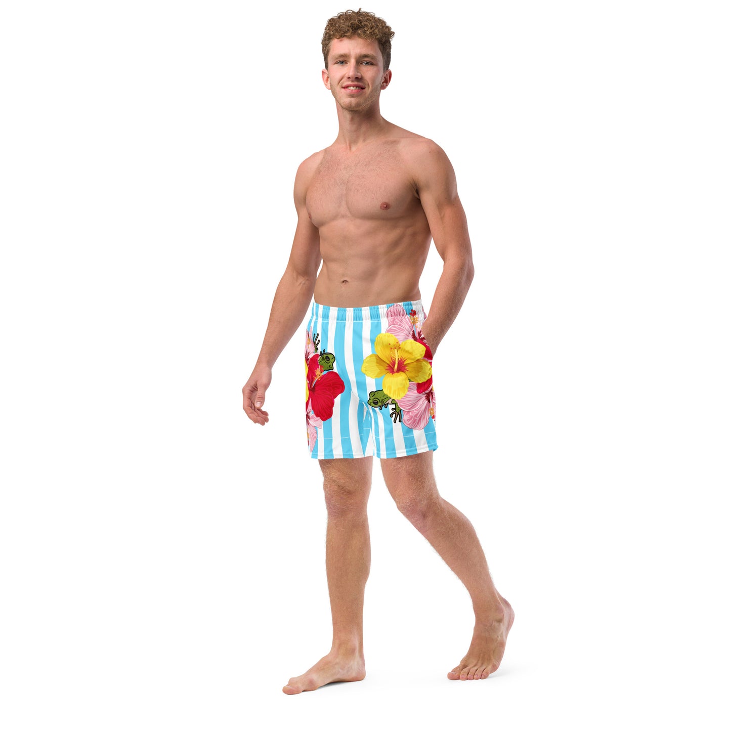 Men's swim trunks- Blue Stripes con Coqui