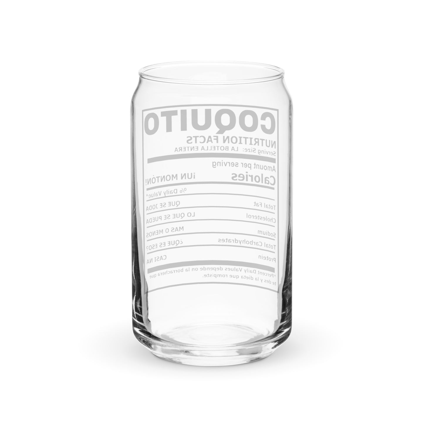 Can-shaped glass- Coquito Ingredients "Label"