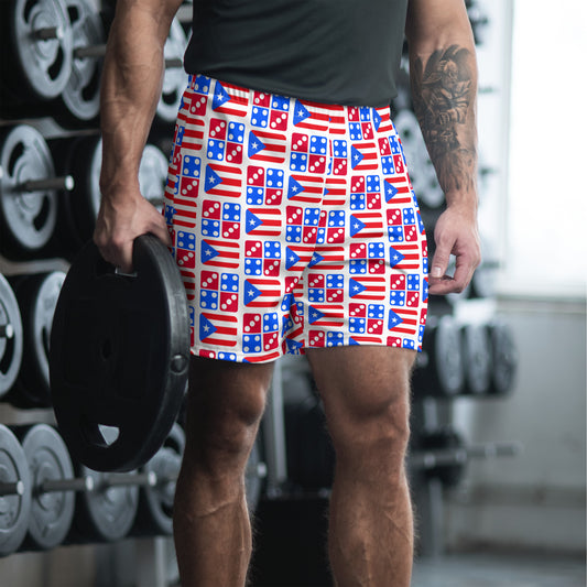 Men's Recycled Athletic Shorts- Domino's and PR Flag