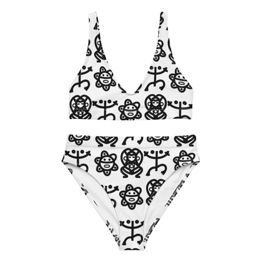 Recycled high-waisted bikini- Taino Petroglyphs