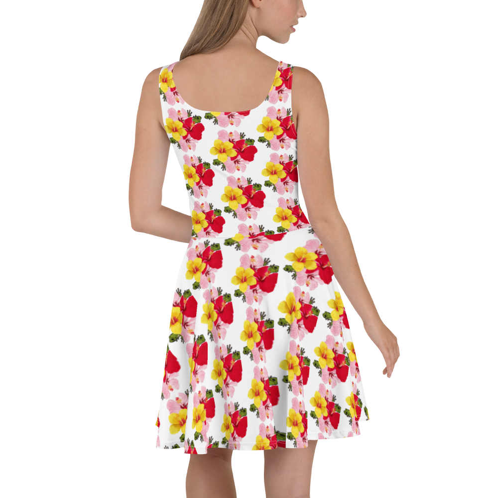 Skater Dress- Coqui and Hibiscus Flowers