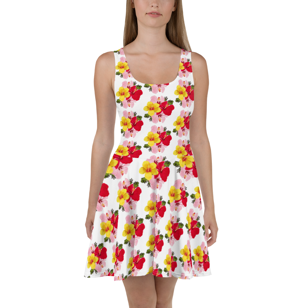 Skater Dress- Coqui and Hibiscus Flowers