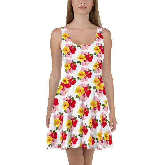 Skater Dress- Coqui and Hibiscus Flowers