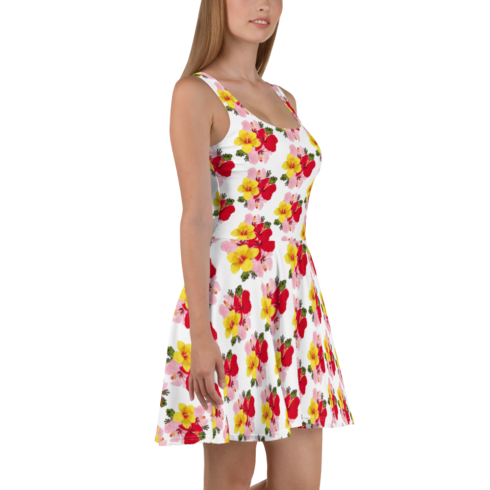 Skater Dress- Coqui and Hibiscus Flowers