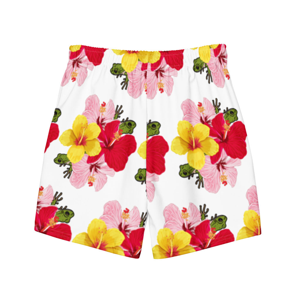 Men's swim trunks- Coqui with Hibiscus Flowers