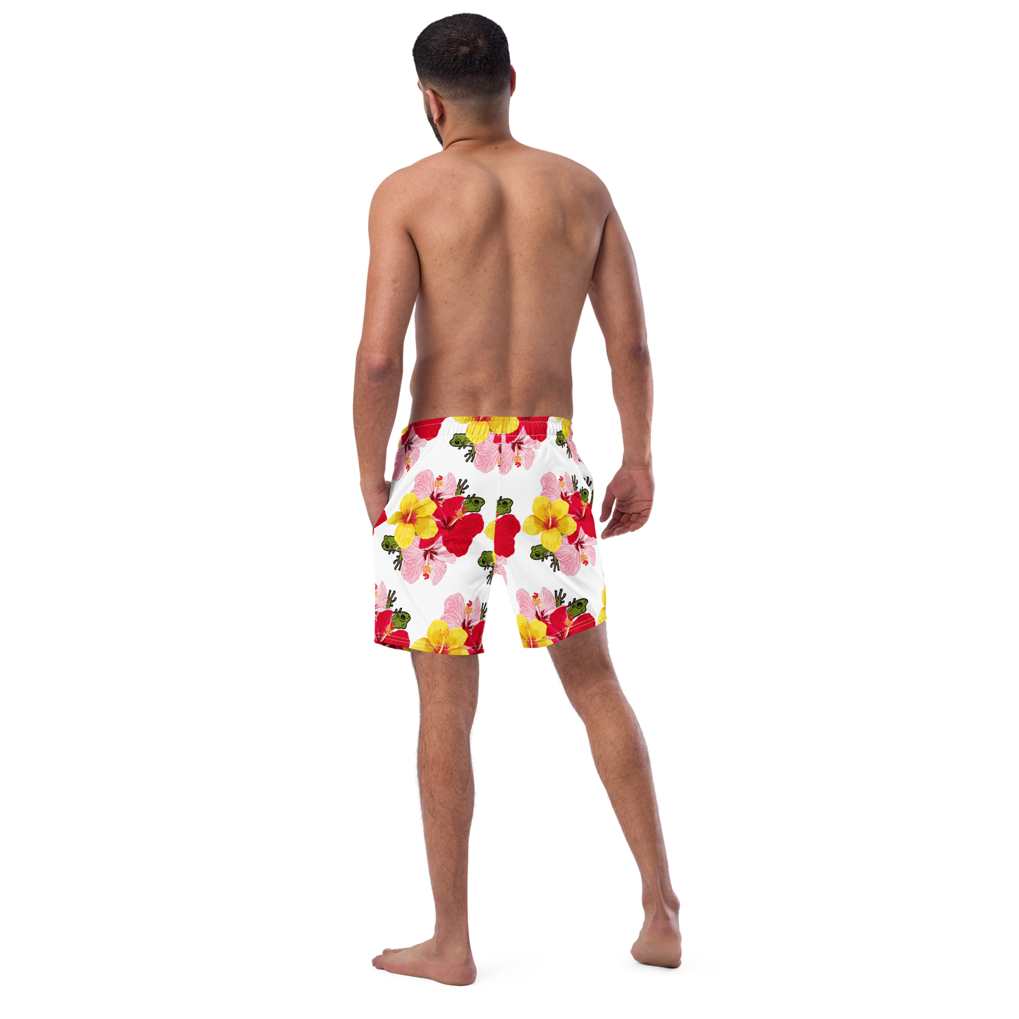 Men's swim trunks- Coqui with Hibiscus Flowers