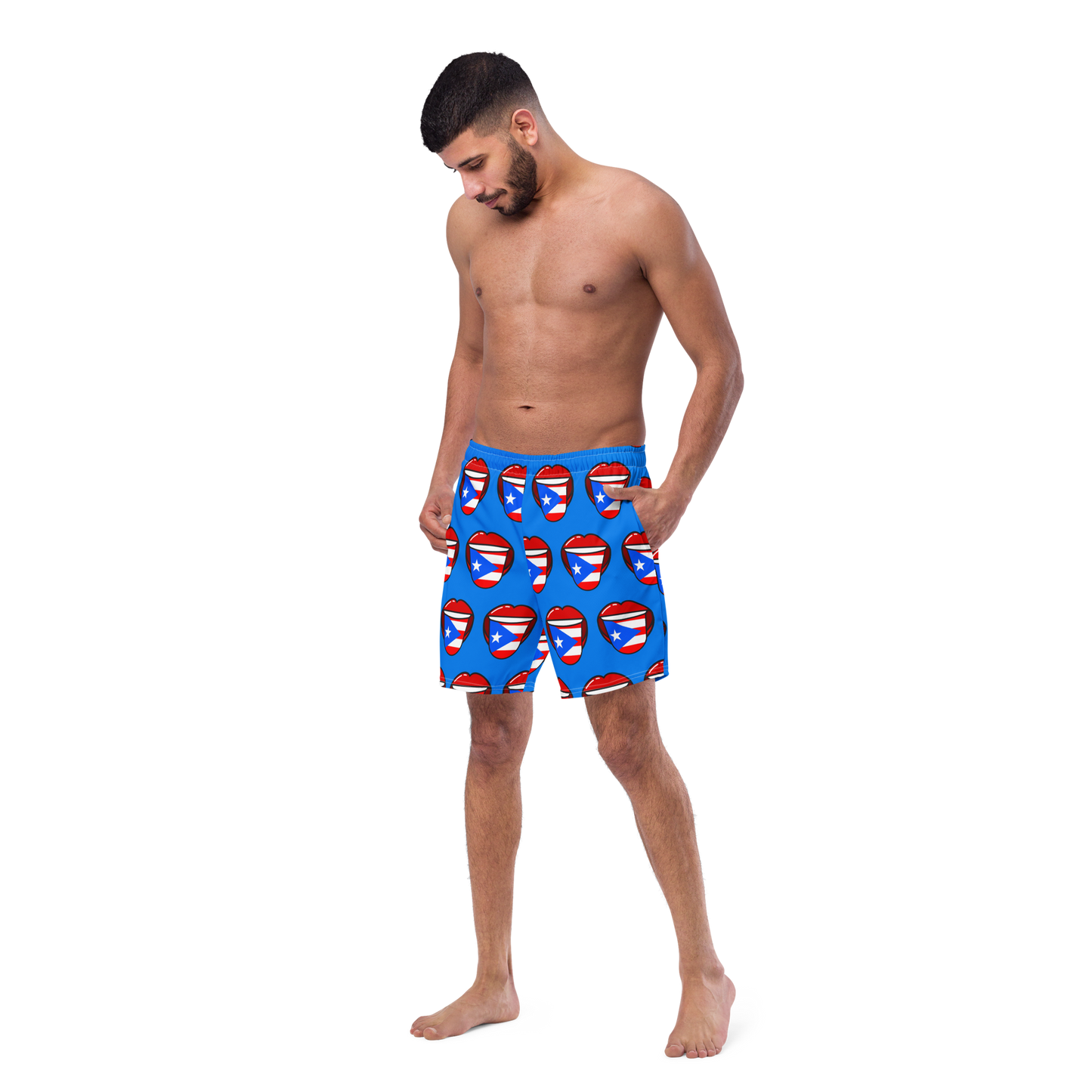 Men's swim trunks- Tongue out Puerto Rico Flag