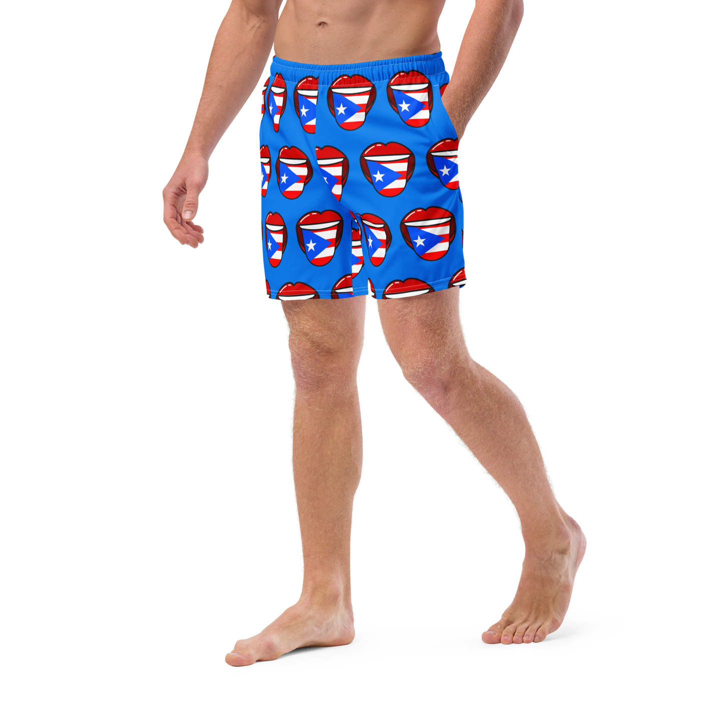 Men's swim trunks- Tongue out Puerto Rico Flag