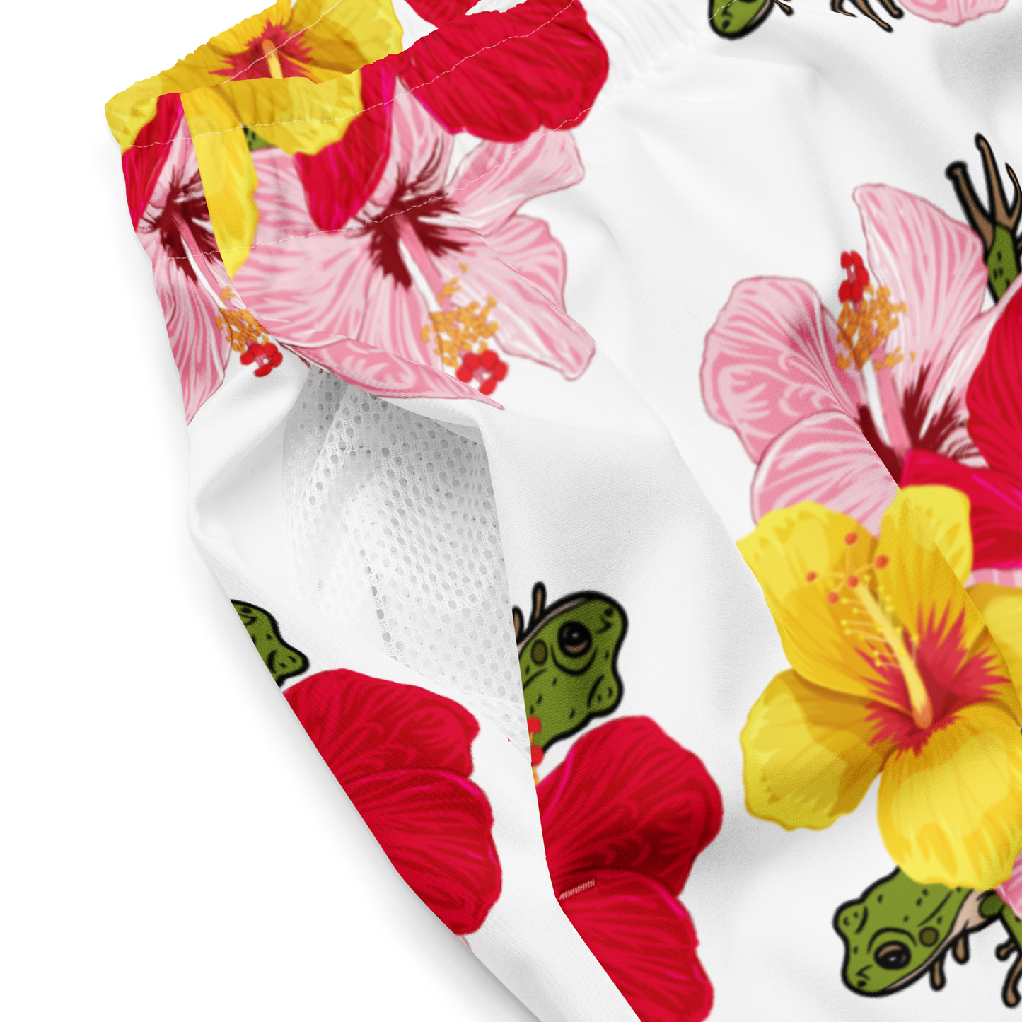 Men's swim trunks- Coqui with Hibiscus Flowers