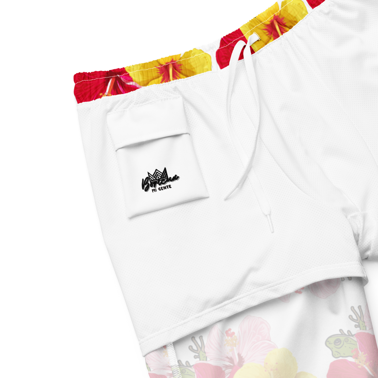 Men's swim trunks- Coqui with Hibiscus Flowers