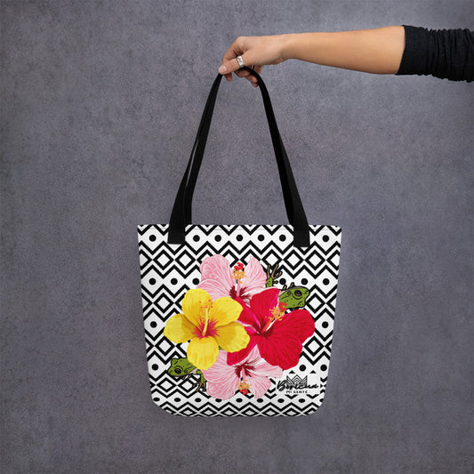 Tote bag- Coqui and Hibiscus Flowers