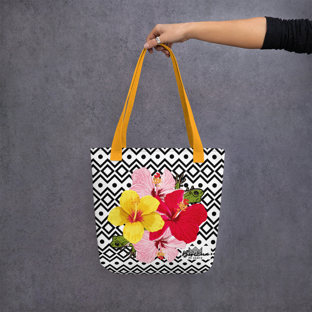 Tote bag- Coqui and Hibiscus Flowers