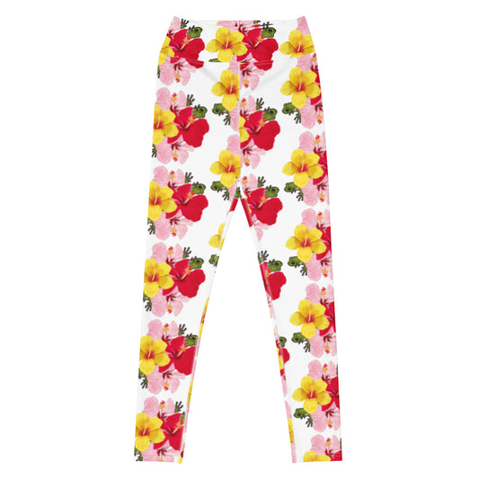 Yoga Leggings- Coqui and Hibiscus Flowers