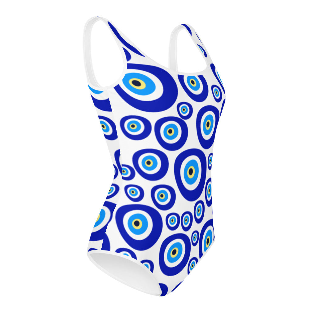 All-Over Print Youth Swimsuit- Evil Eye