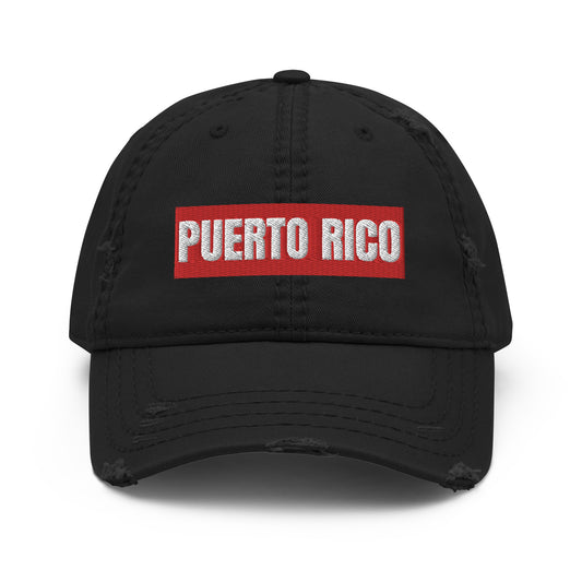 Distressed Dad Hat- Puerto Rico with Red Background