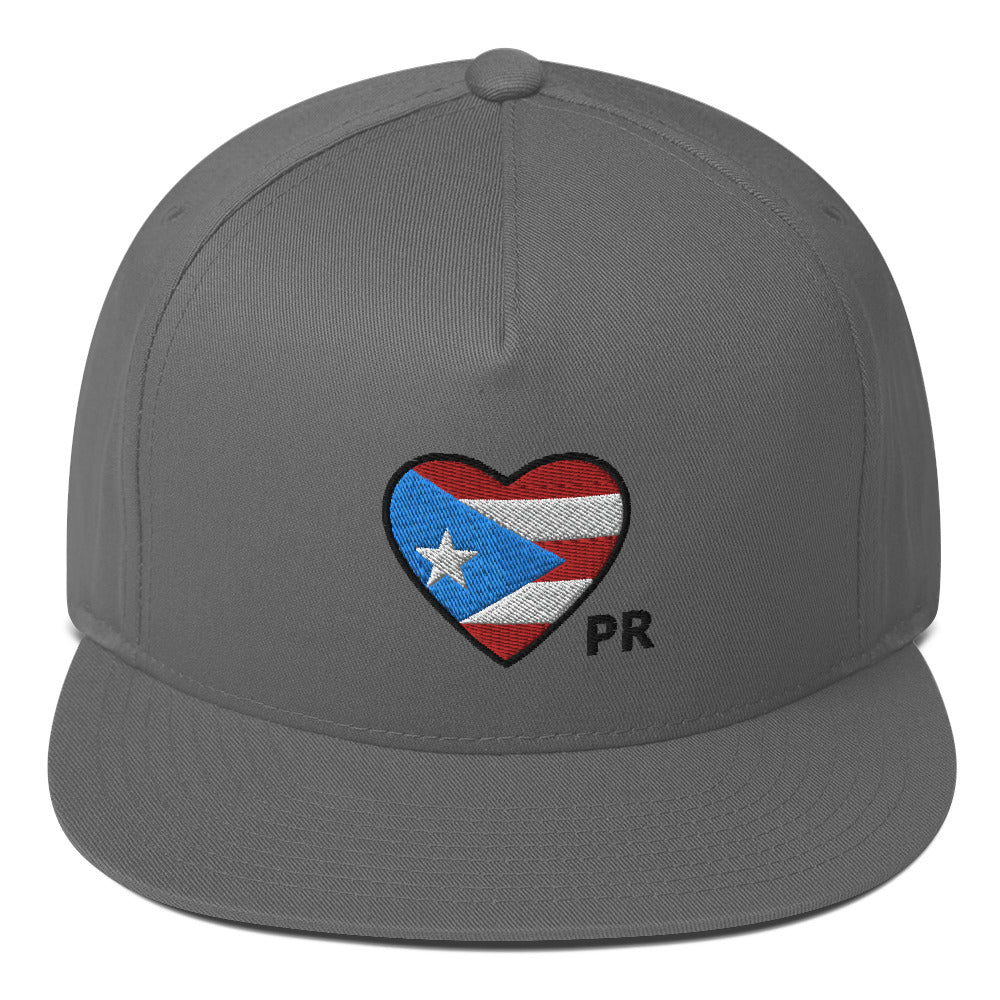 Flat Bill Cap- Heart Shaped Puerto Rican Flag