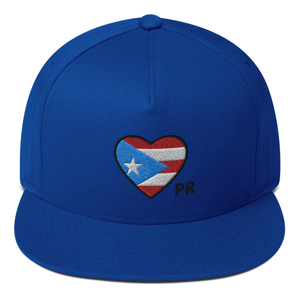 Flat Bill Cap- Heart Shaped Puerto Rican Flag