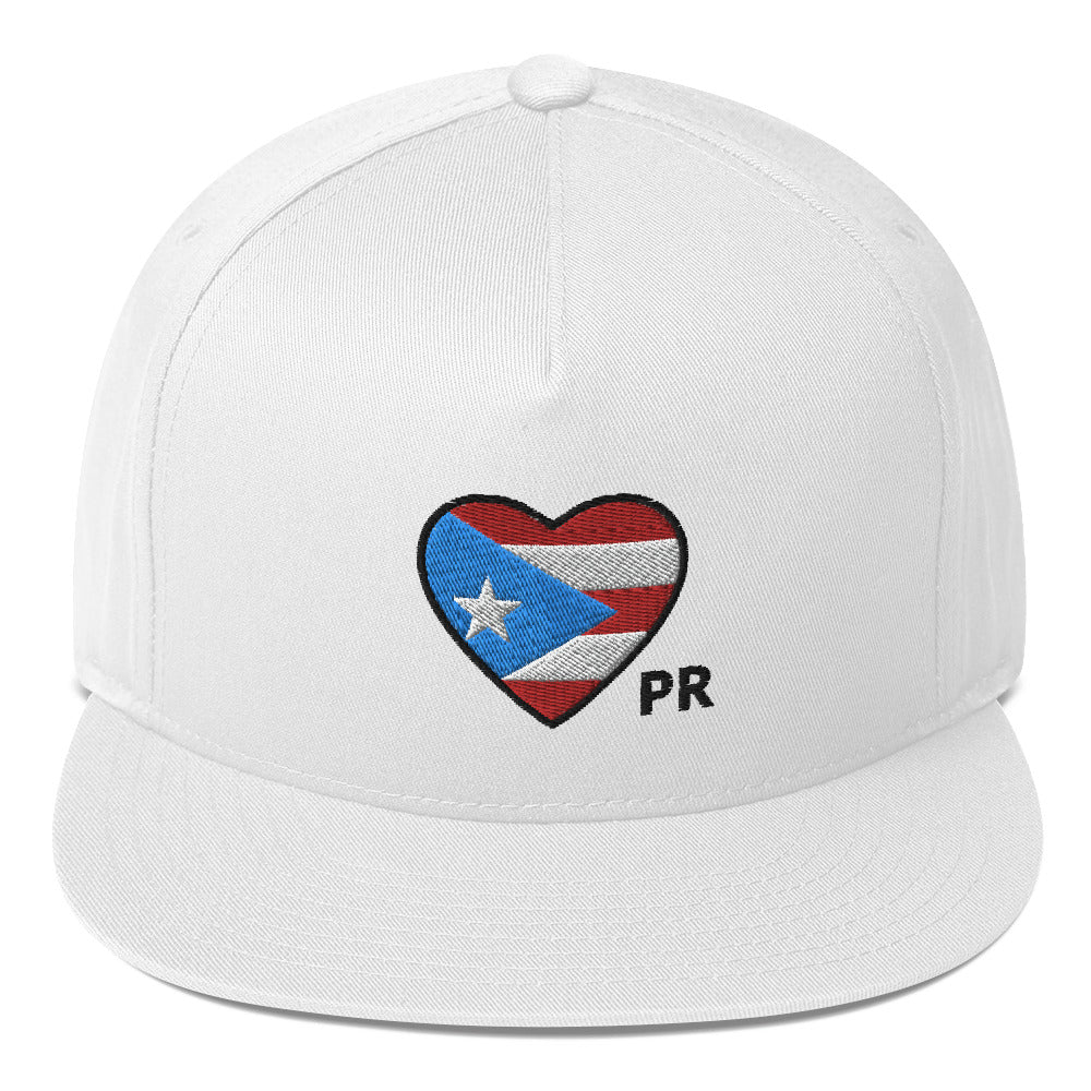 Flat Bill Cap- Heart Shaped Puerto Rican Flag