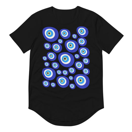 Men's Curved Hem T-Shirt- Evil Eyes