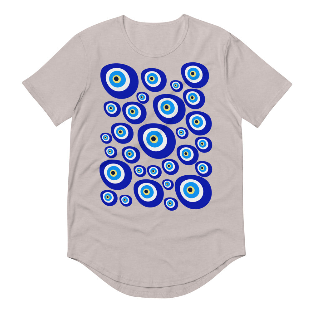 Men's Curved Hem T-Shirt- Evil Eyes