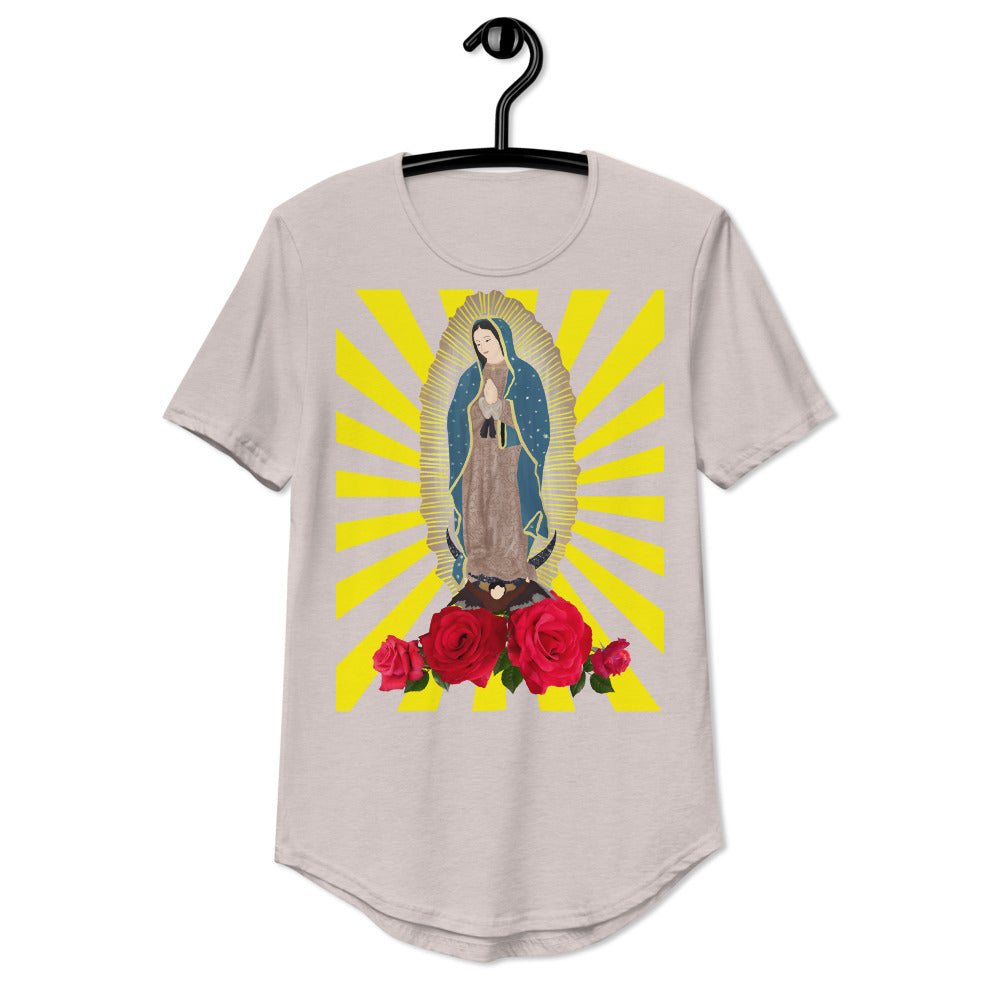 Men's Curved Hem T-Shirt- Our Lady of Guadalupe Virgin Mary