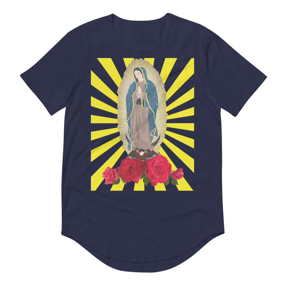 Men's Curved Hem T-Shirt- Our Lady of Guadalupe Virgin Mary