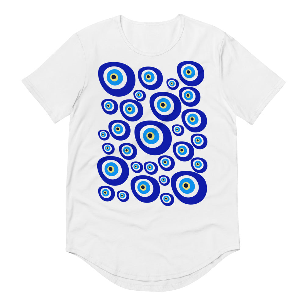 Men's Curved Hem T-Shirt- Evil Eyes