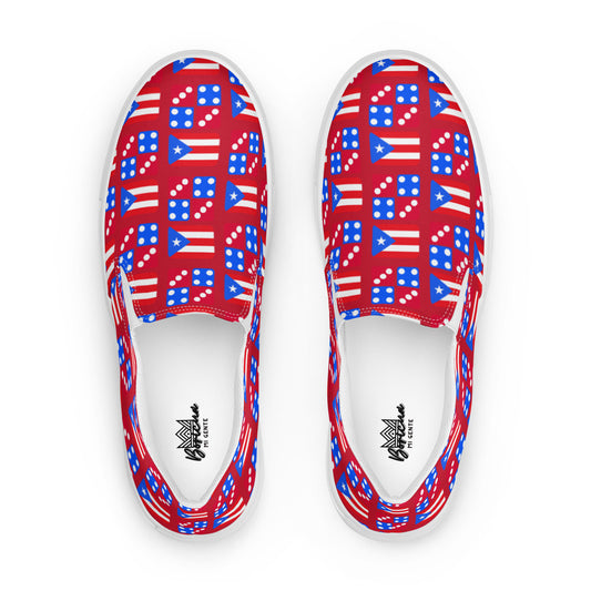 Men’s slip-on canvas shoes- PR and Domino's aka "Noel's" (Red)