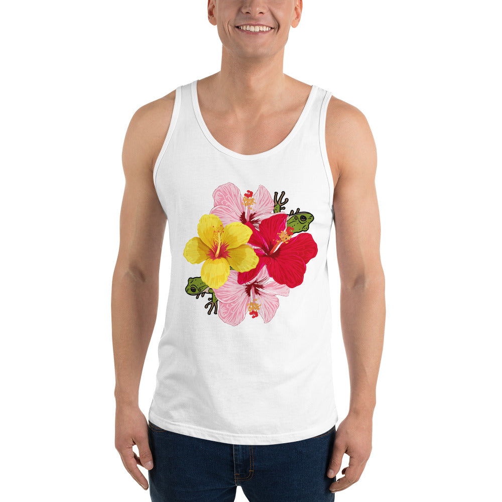 Unisex Tank Top- Coqui and Hibiscus Flowers