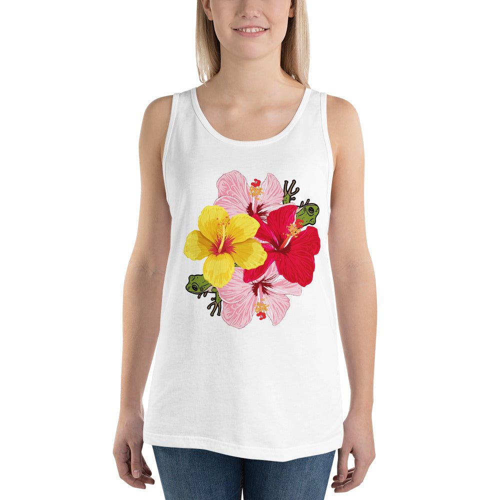 Unisex Tank Top- Coqui and Hibiscus Flowers