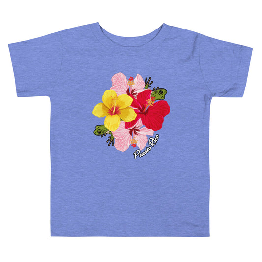 Toddler Short Sleeve Tee- Coqui and Hibiscus Flowers