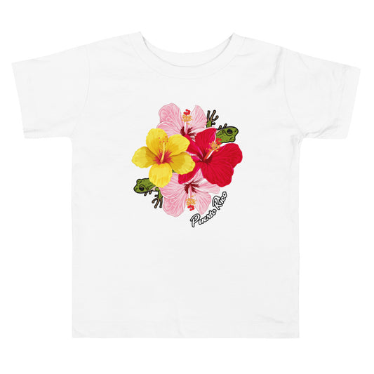 Toddler Short Sleeve Tee- Coqui and Hibiscus Flowers