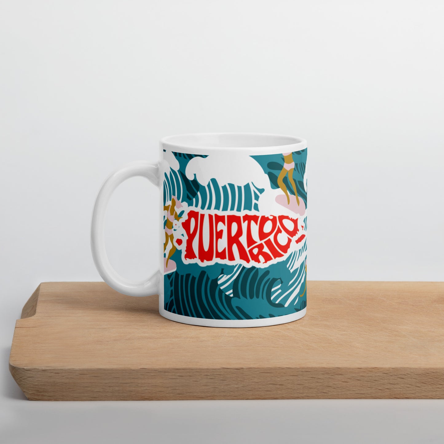 White glossy mug- Puerto Rico Waves