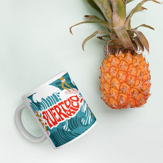 White glossy mug- Puerto Rico Waves