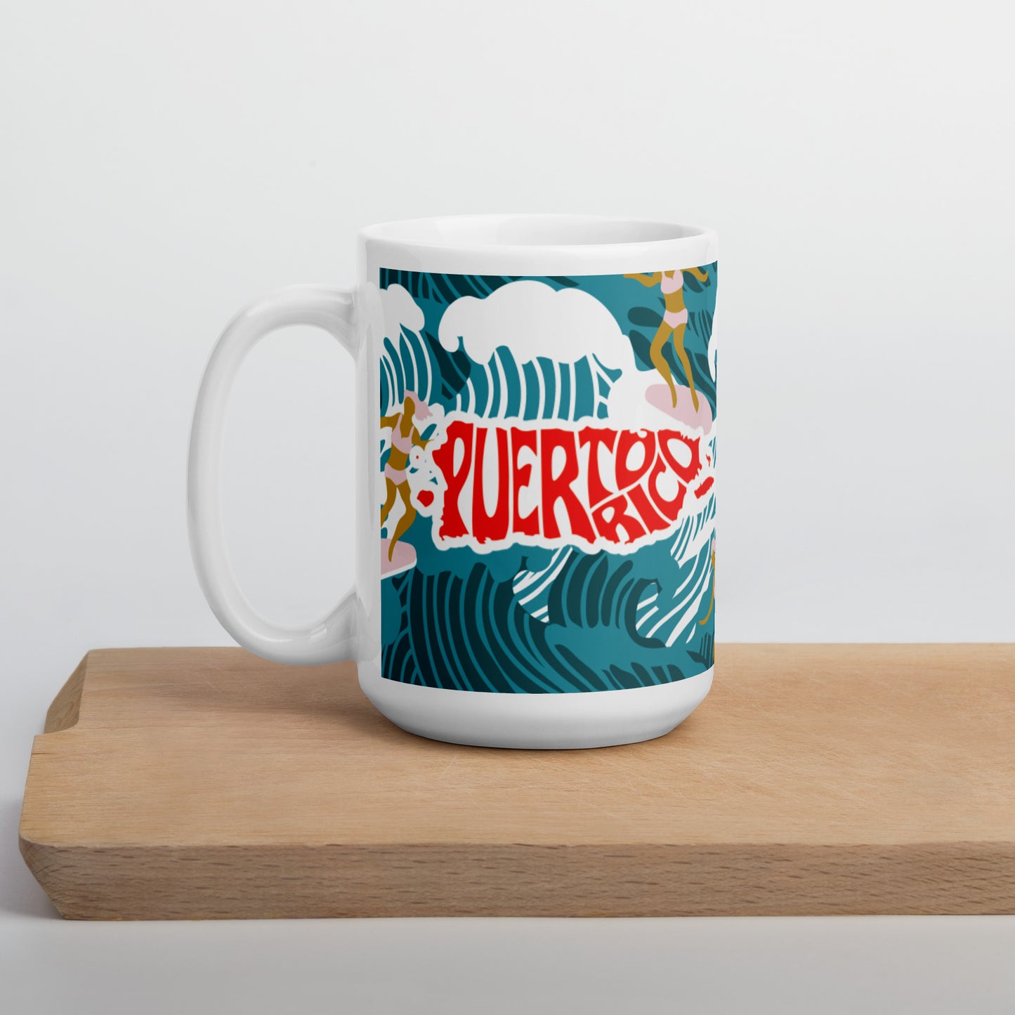 White glossy mug- Puerto Rico Waves