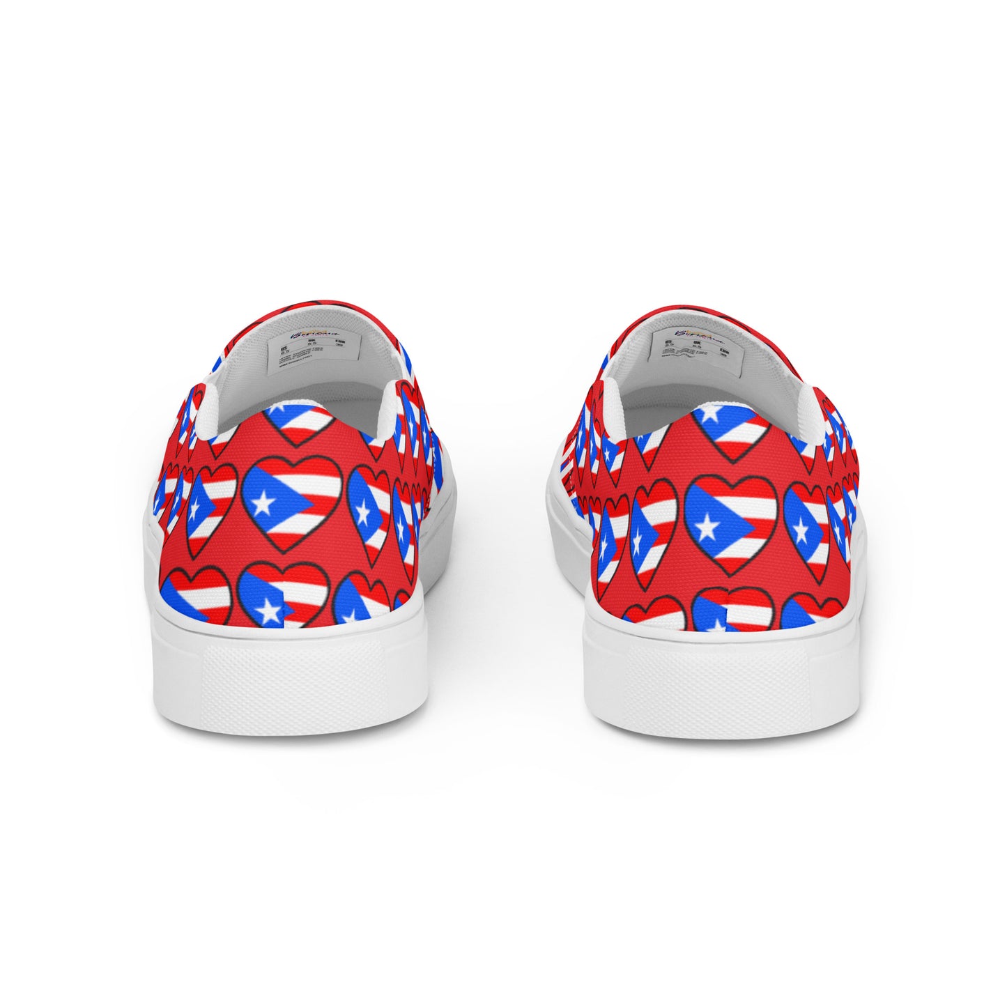 Women’s slip-on canvas shoes- Heart Puerto Rico (Red)