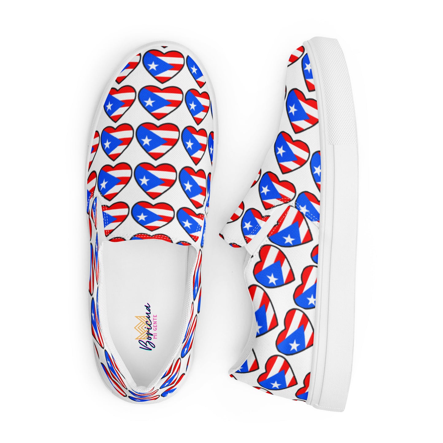 Women’s slip-on canvas shoes- Heart Puerto Rico (White)