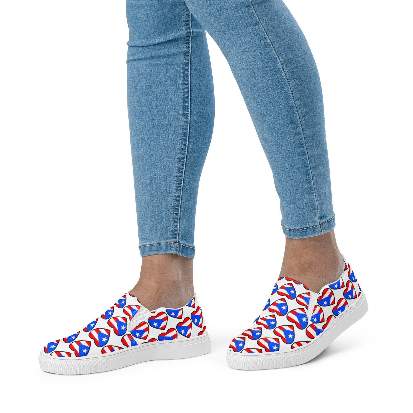 Women’s slip-on canvas shoes- Heart Puerto Rico (White)