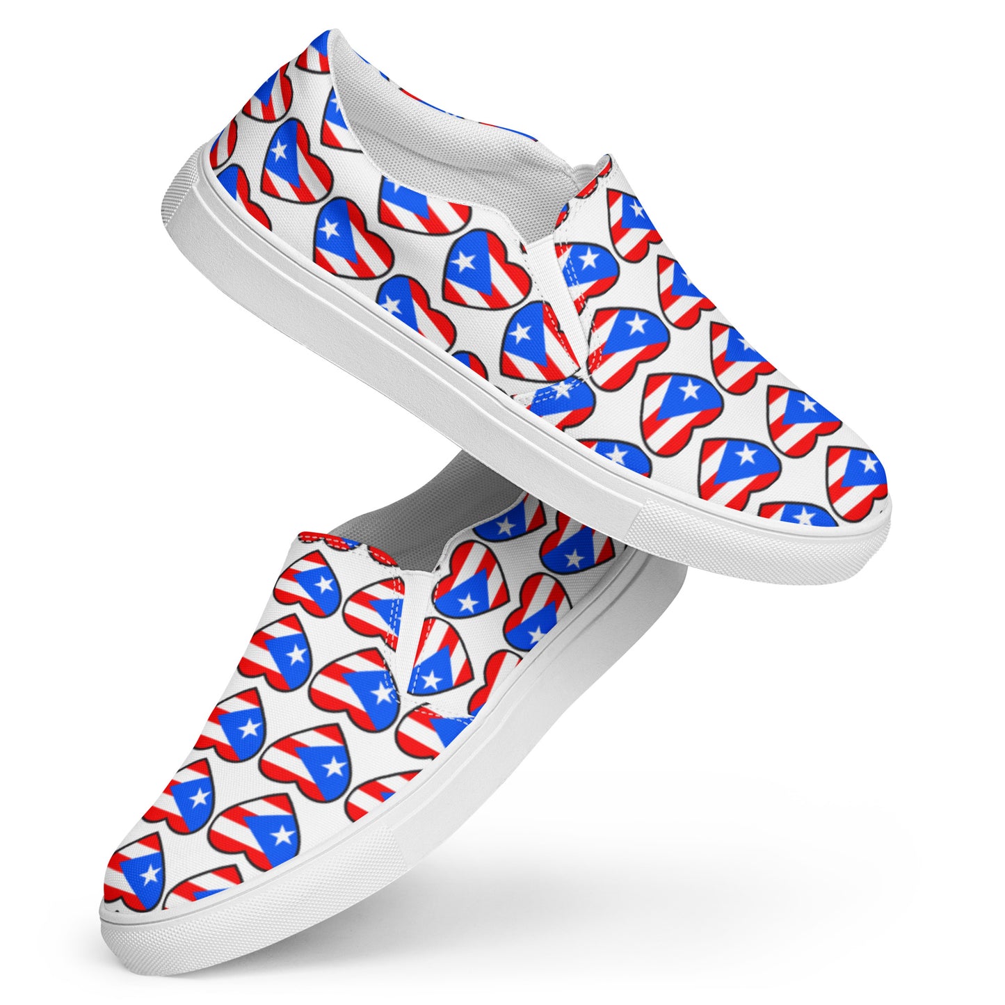 Women’s slip-on canvas shoes- Heart Puerto Rico (White)