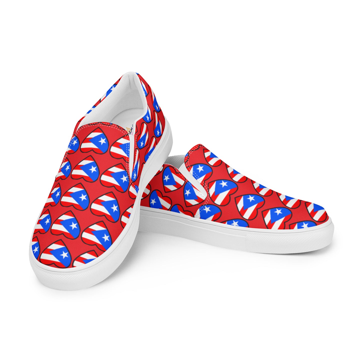 Women’s slip-on canvas shoes- Heart Puerto Rico (Red)