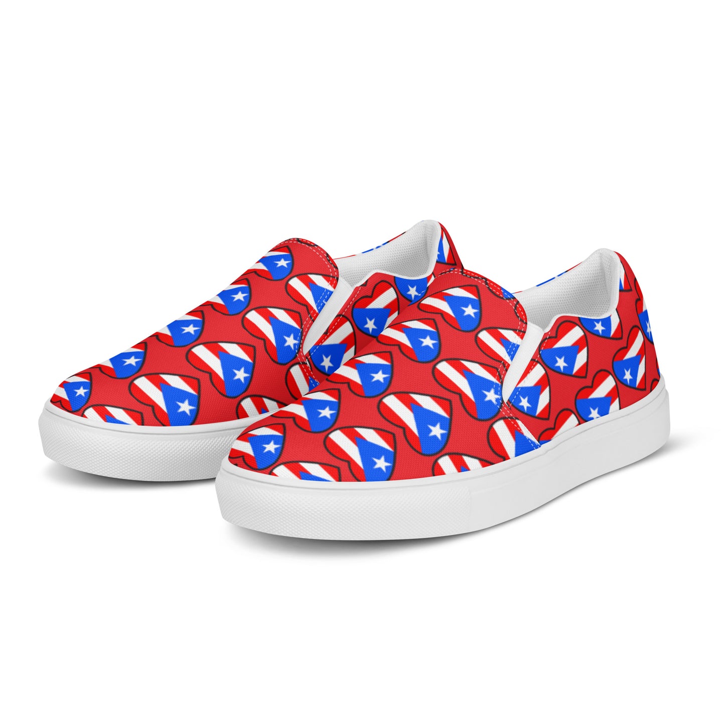 Women’s slip-on canvas shoes- Heart Puerto Rico (Red)