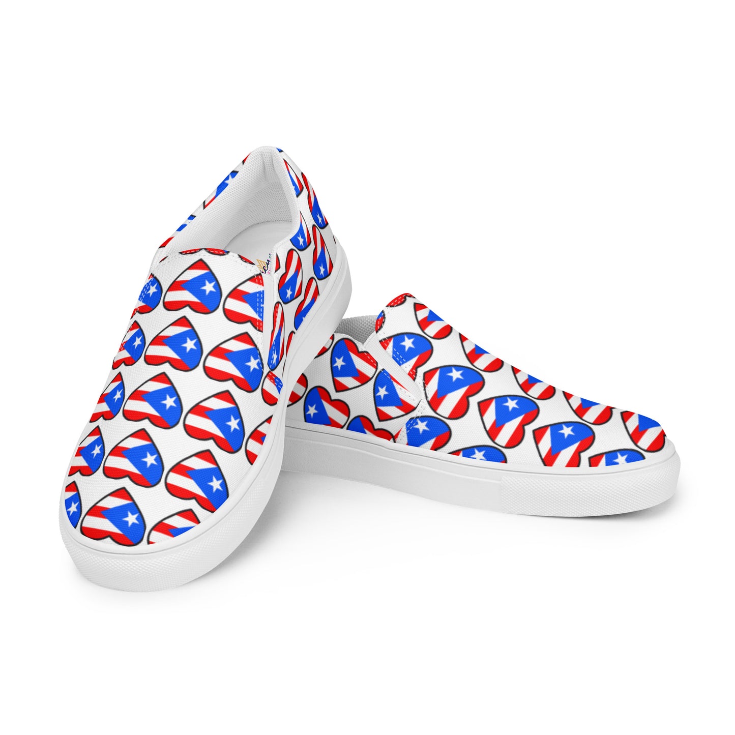 Women’s slip-on canvas shoes- Heart Puerto Rico (White)